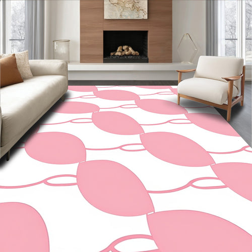 Abstract Pink Oval Link Pattern Rug