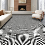 Abstract Maze Black White Pattern Rug