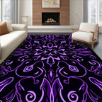Royal Purple Abstract Floral Mandala Rug