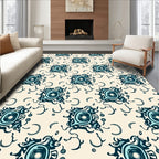 Abstract Teal Swirl Decorative Pattern Rug