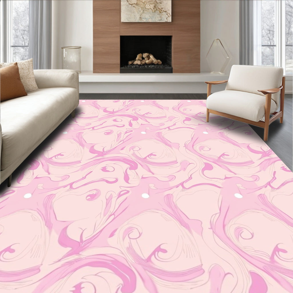 Soft Pink Swirl Abstract Pattern Rug