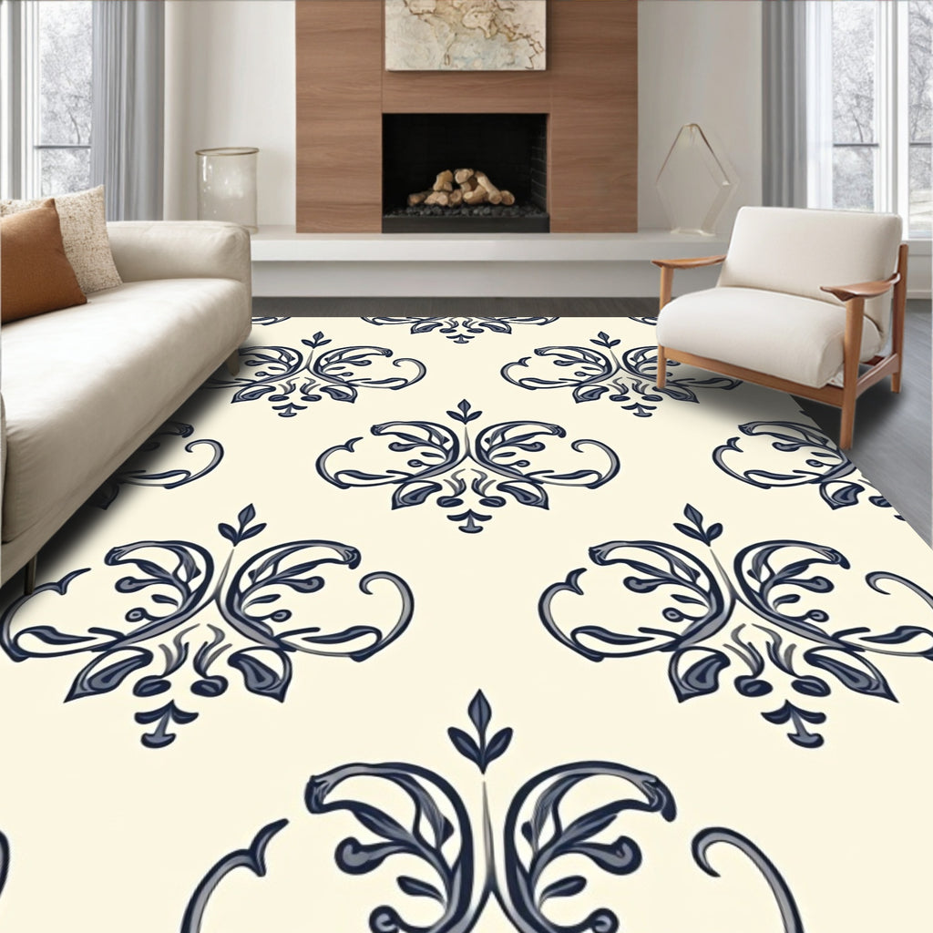 Classic Floral Damask Pattern Rug