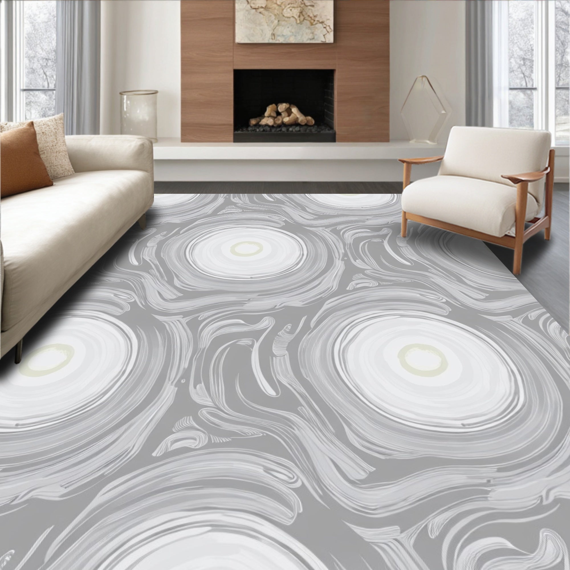 Modern Abstract Swirls Pattern Rug