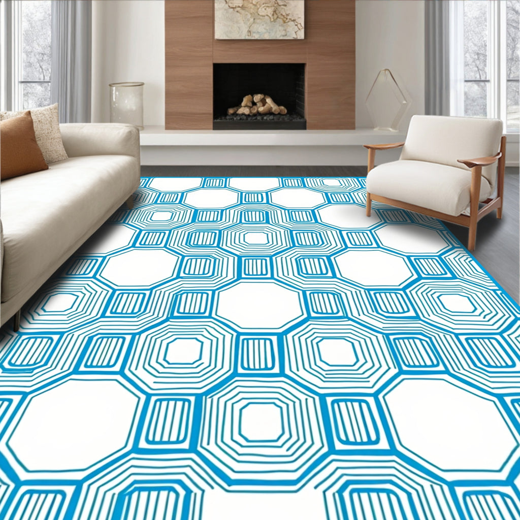 Tiling Octagonal Geometric Contour Design Rug