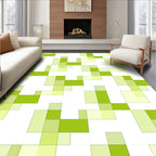 Lime Green Abstract Pixel Design Rug