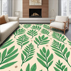 Green Leaf And Small Flower Pattern Rug