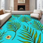 Tropical Palm Leaf Flower Pattern Rug