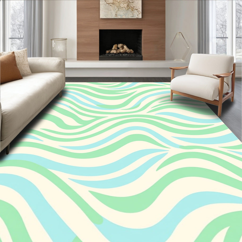Pastel Wave Pattern Fabric Rug