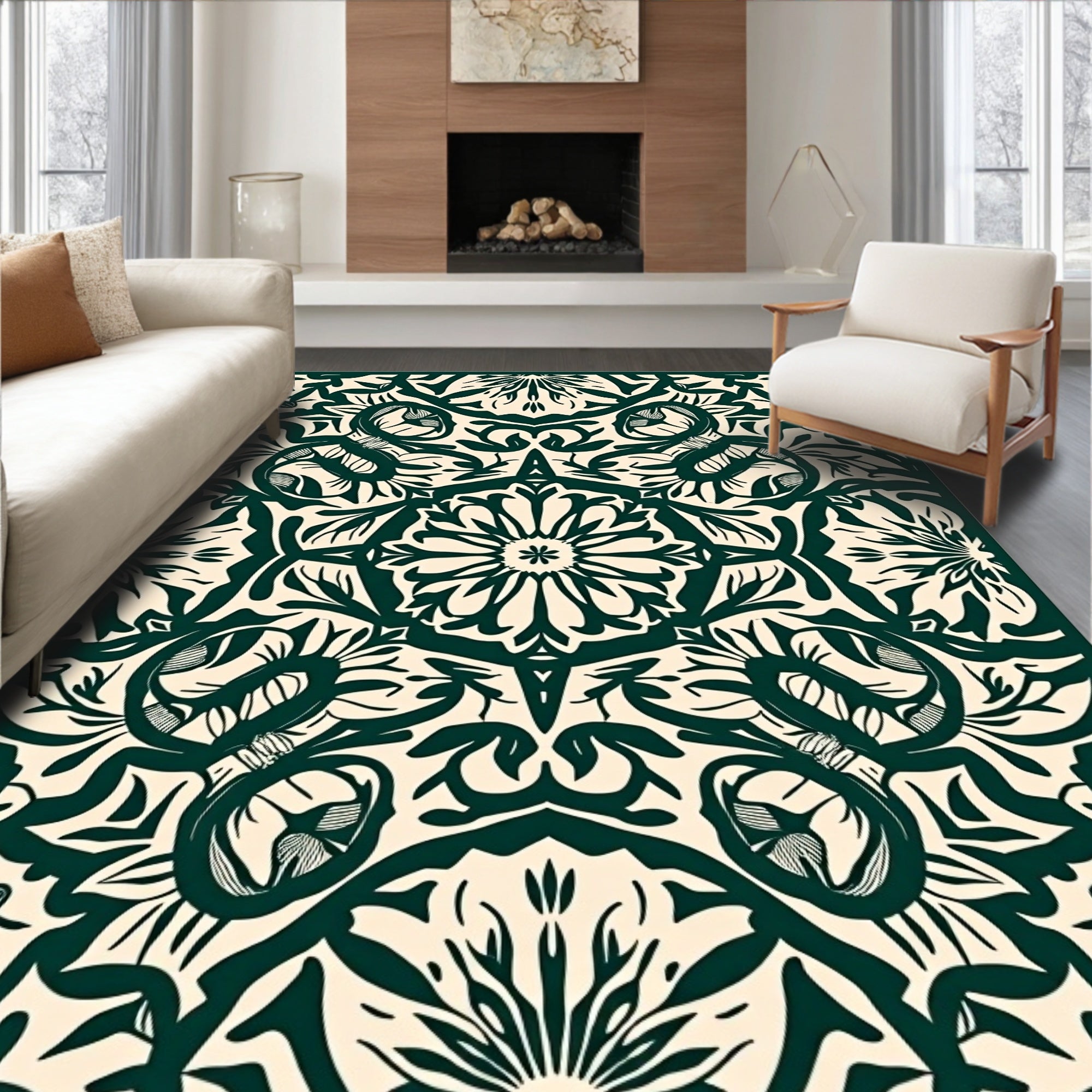 Classic Floral Intricate Symmetry Design Rug