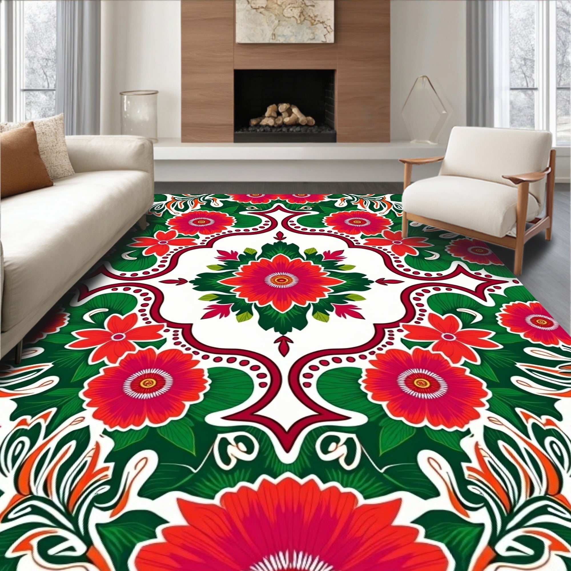 Vibrant Floral Pattern Rug