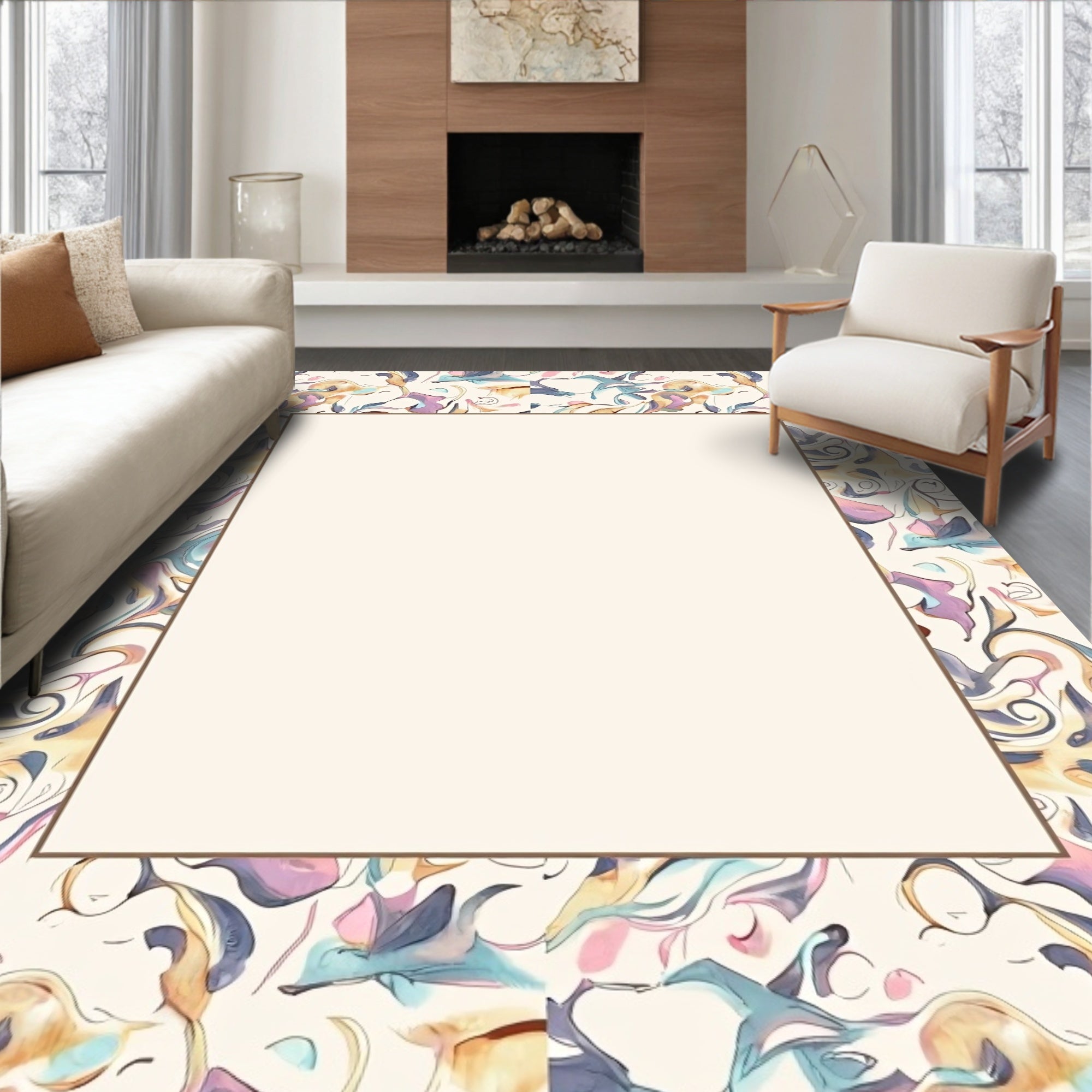 Swirling Pastel Abstract Pattern Rug