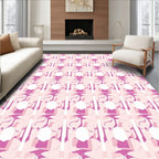 Pink Abstract Geometric Hexagon Pattern Rug