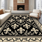 Classic Fleur de Lis Laurel Wreath Pattern Rug