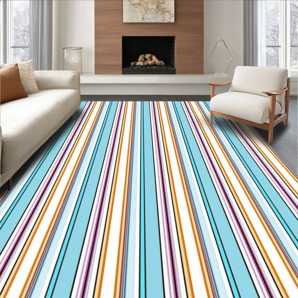 Multi-Color Thin Stripe Pattern Rug