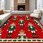 Festive Red Nutcracker Soldiers Border Rug