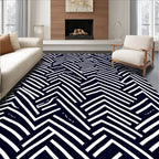 Midnight White Intersecting Lines Rug