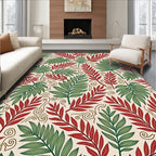 Tropical Leaf Print With Swirls Rug