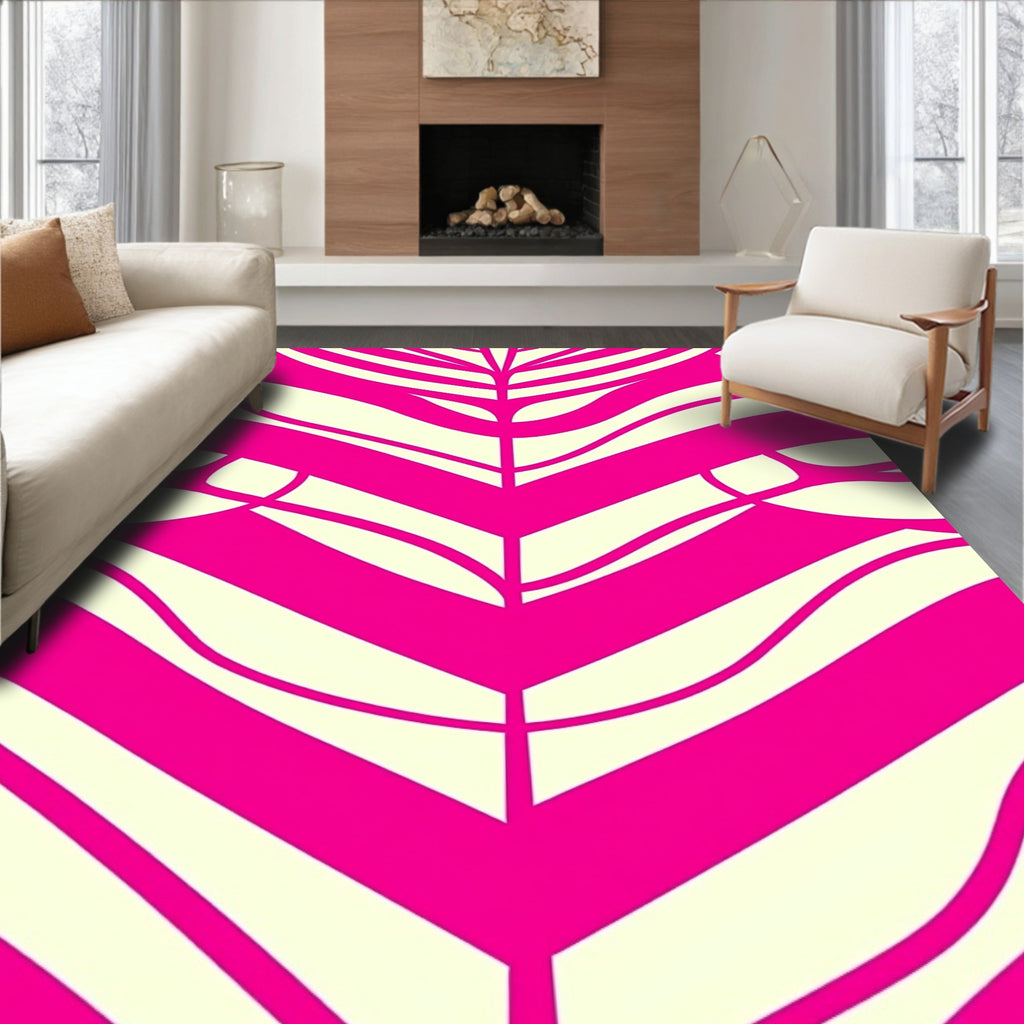 Bold Pink Cream Zebra Strips Rug