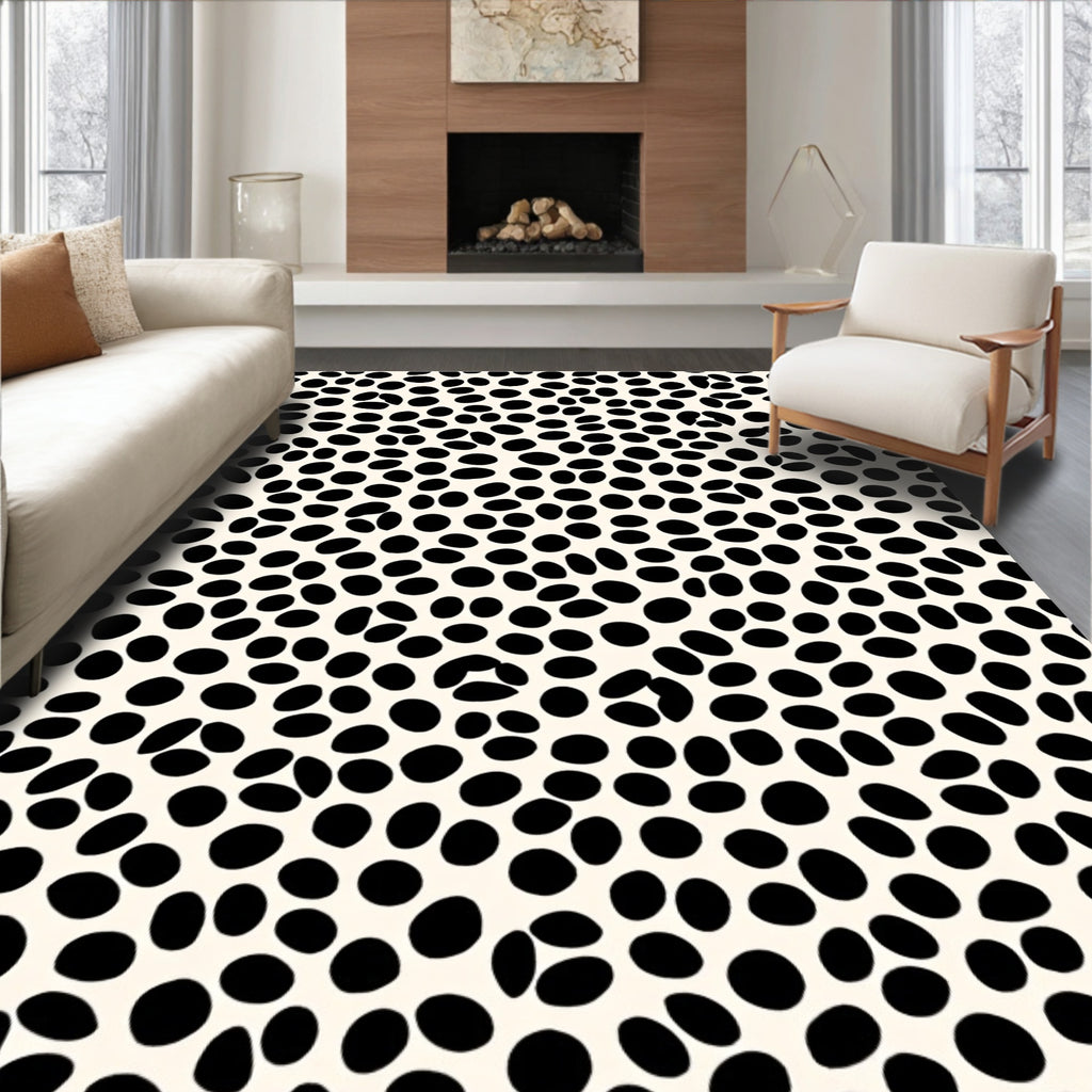 Black Organic Spot Pattern Rug