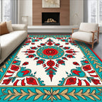 Rich Floral Medallion Red Teal Rug
