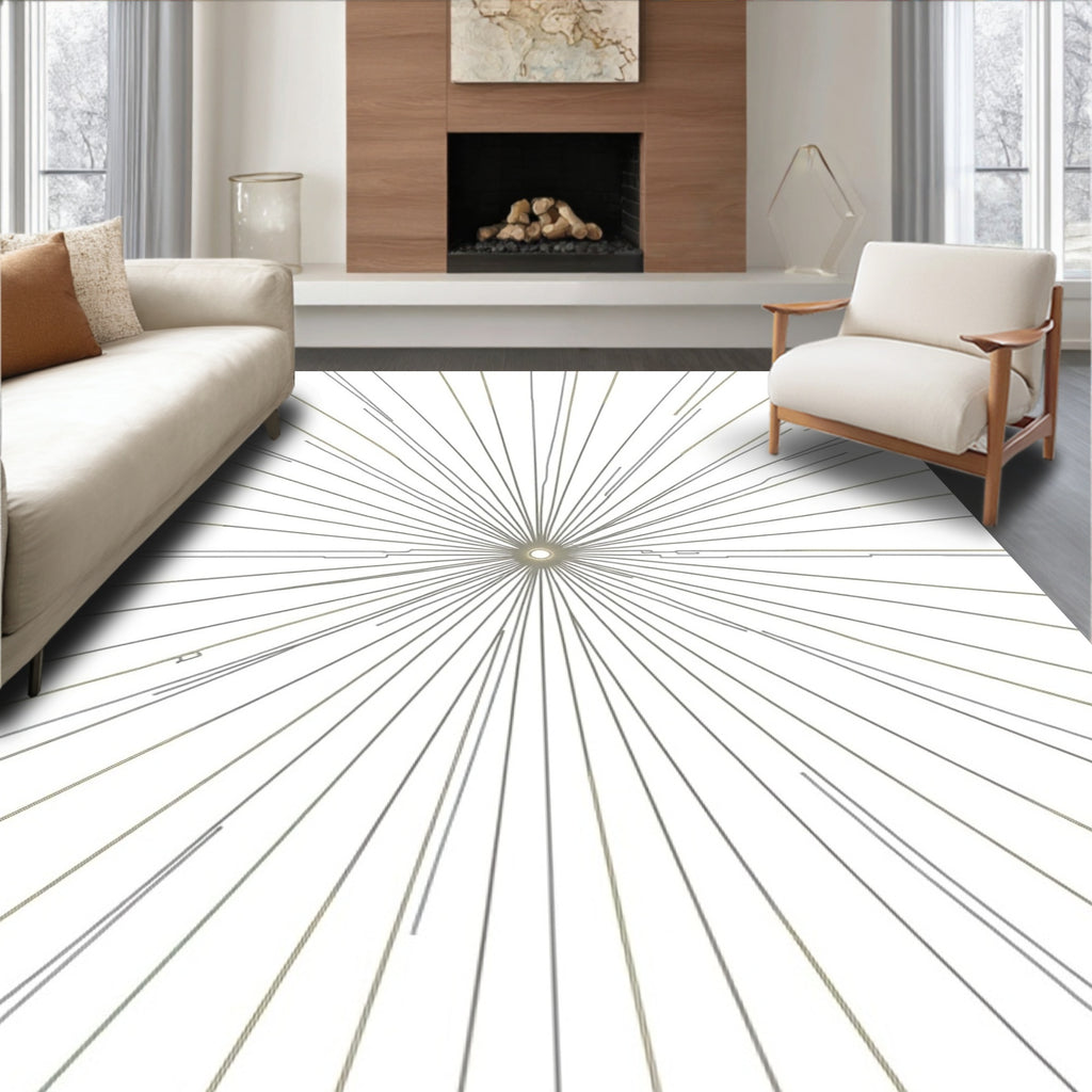 Radiating Thin Line Starburst Pattern Rug