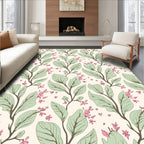 Botanical Leaf and Flower Pattern Rug
