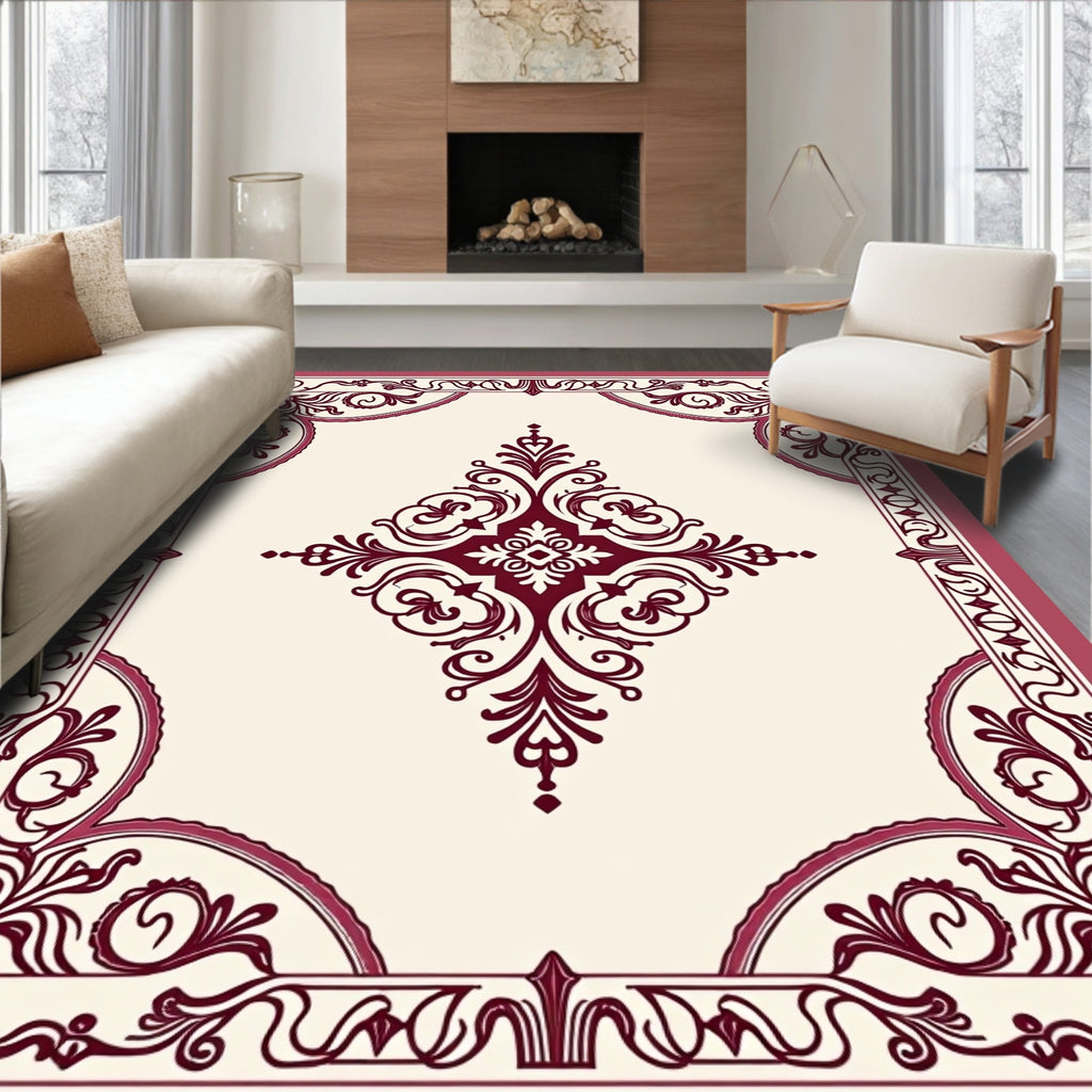 Ornate Damask Vine Pattern Rug