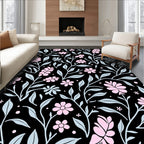Pink Floral Vines Pattern Rug