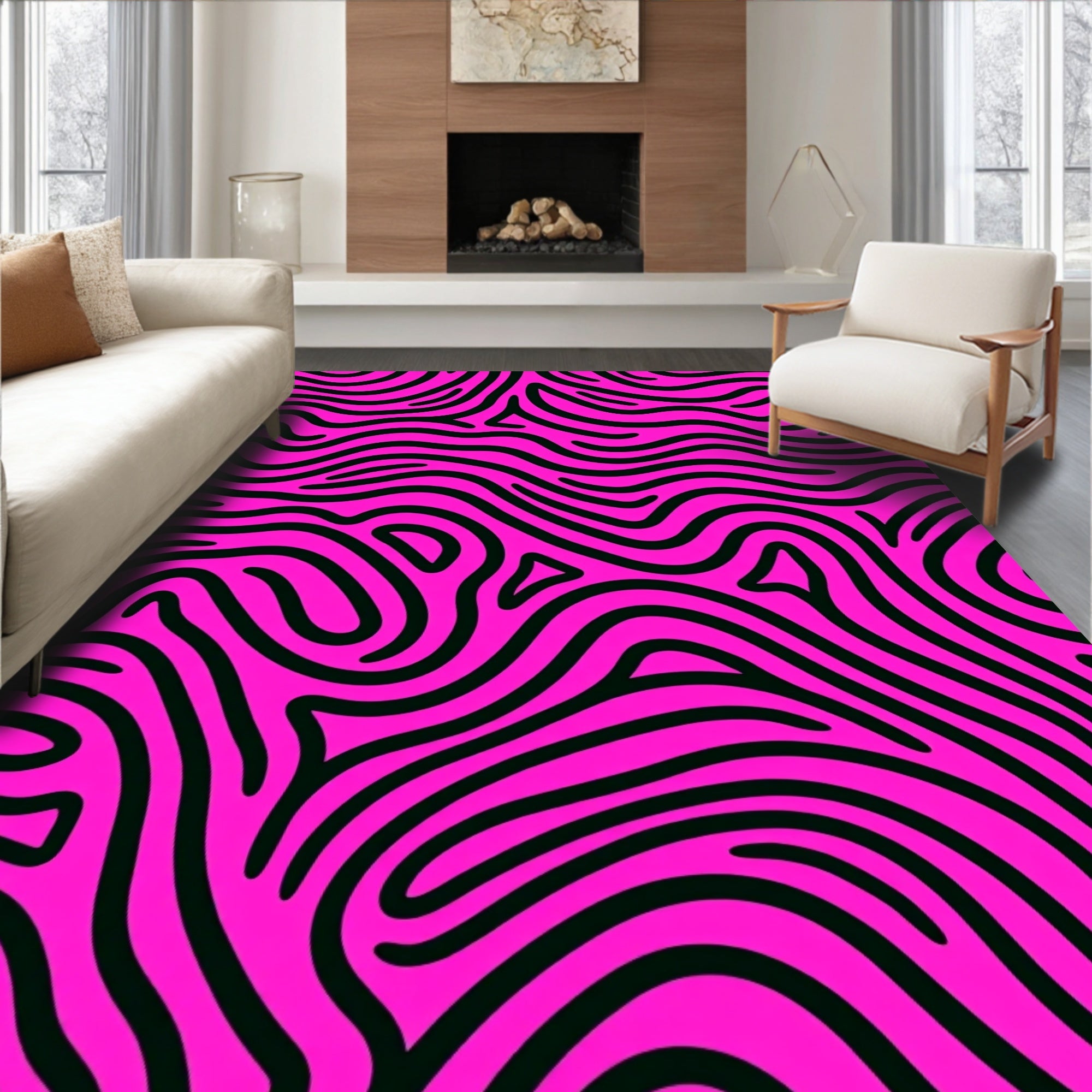 Bold Abstract Striped Flow Rug