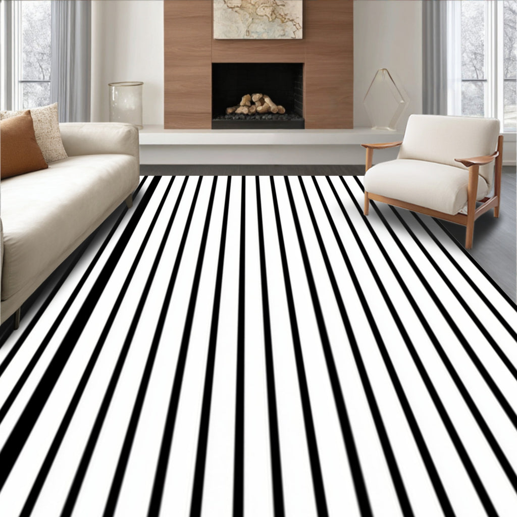 Bold Vertical Line Pattern Rug