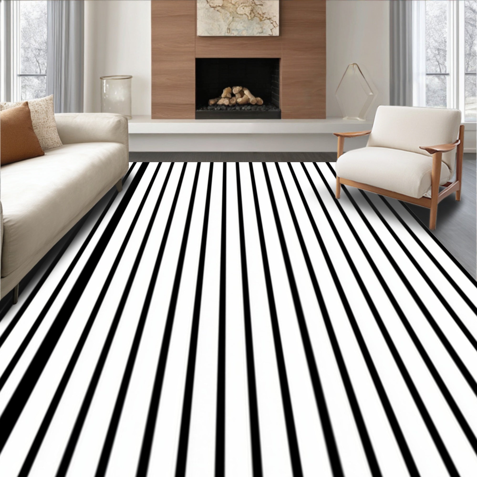 Bold Vertical Line Pattern Rug