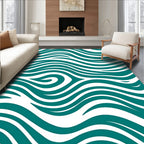 Teal Wave Abstract Composition Rug