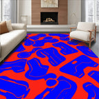 Abstract Blue Blob Pattern Rug