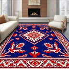 Bold Red White Floral Medallion Rug