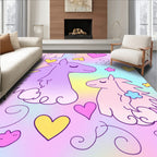 Sweet Unicorn Heart Pastel Pattern Rug