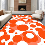 Retro Orange Flower Bubble Design Rug