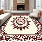 Classic Burgundy Medallion Floral Pattern Rug