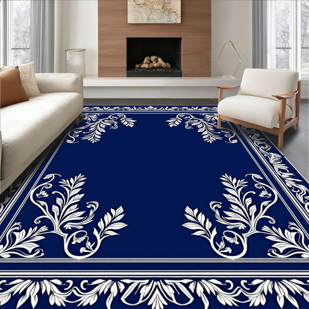 Elegant Floral Vines Border Design Rug