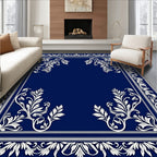 Elegant Floral Vines Border Design Rug