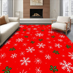 Red Snowflakes with Green Accents Rug