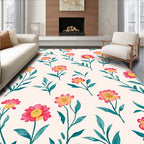 Whimsical Floral Patterned Design Rug