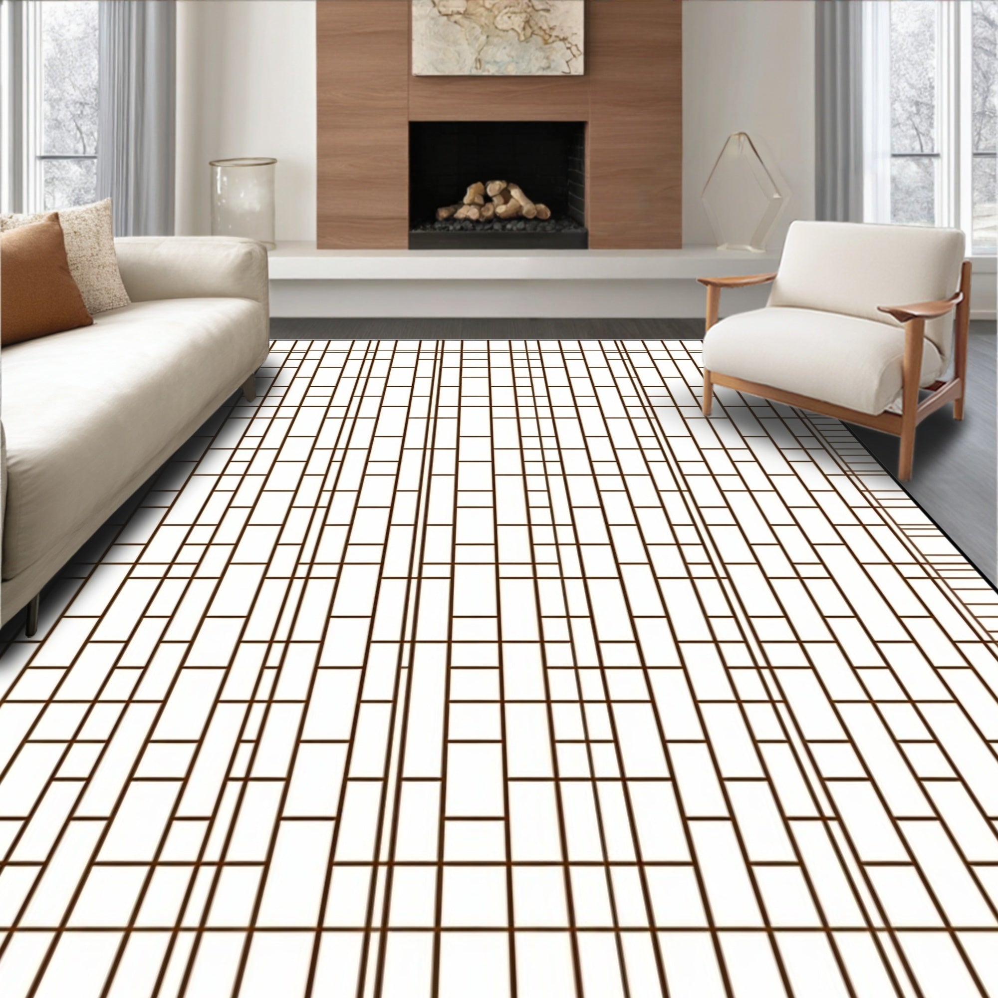 Vertical Geometric Pattern Rectangle Rug