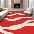 Crimson Wave Patterned Abstract Rug