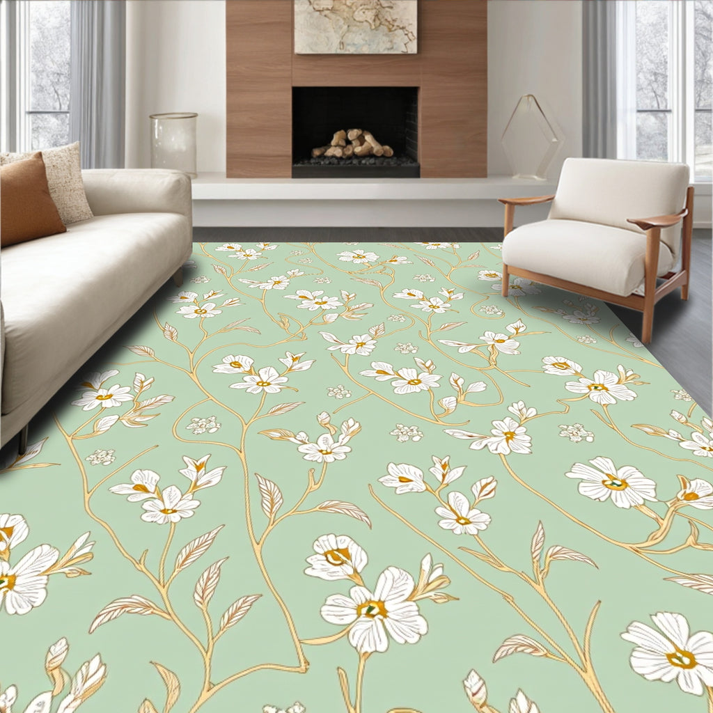 Delicate Floral Vines Pattern Rug