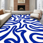 Abstract Blue Swirls Pattern Rug