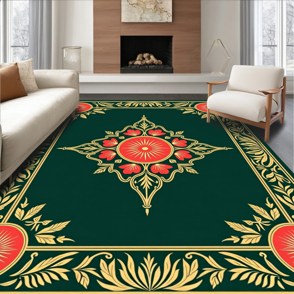 Ornate Floral Mandala Pattern Rug