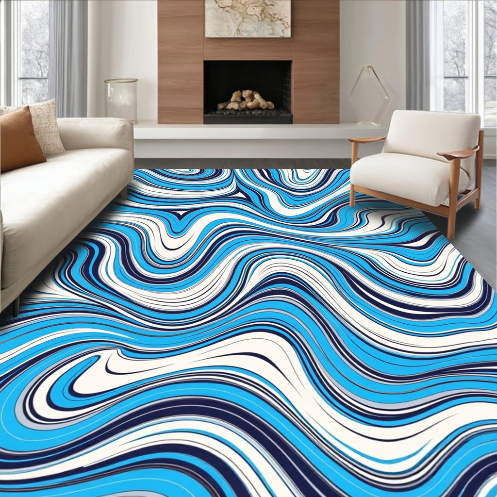 Ocean Swirl Pattern Abstract Rug
