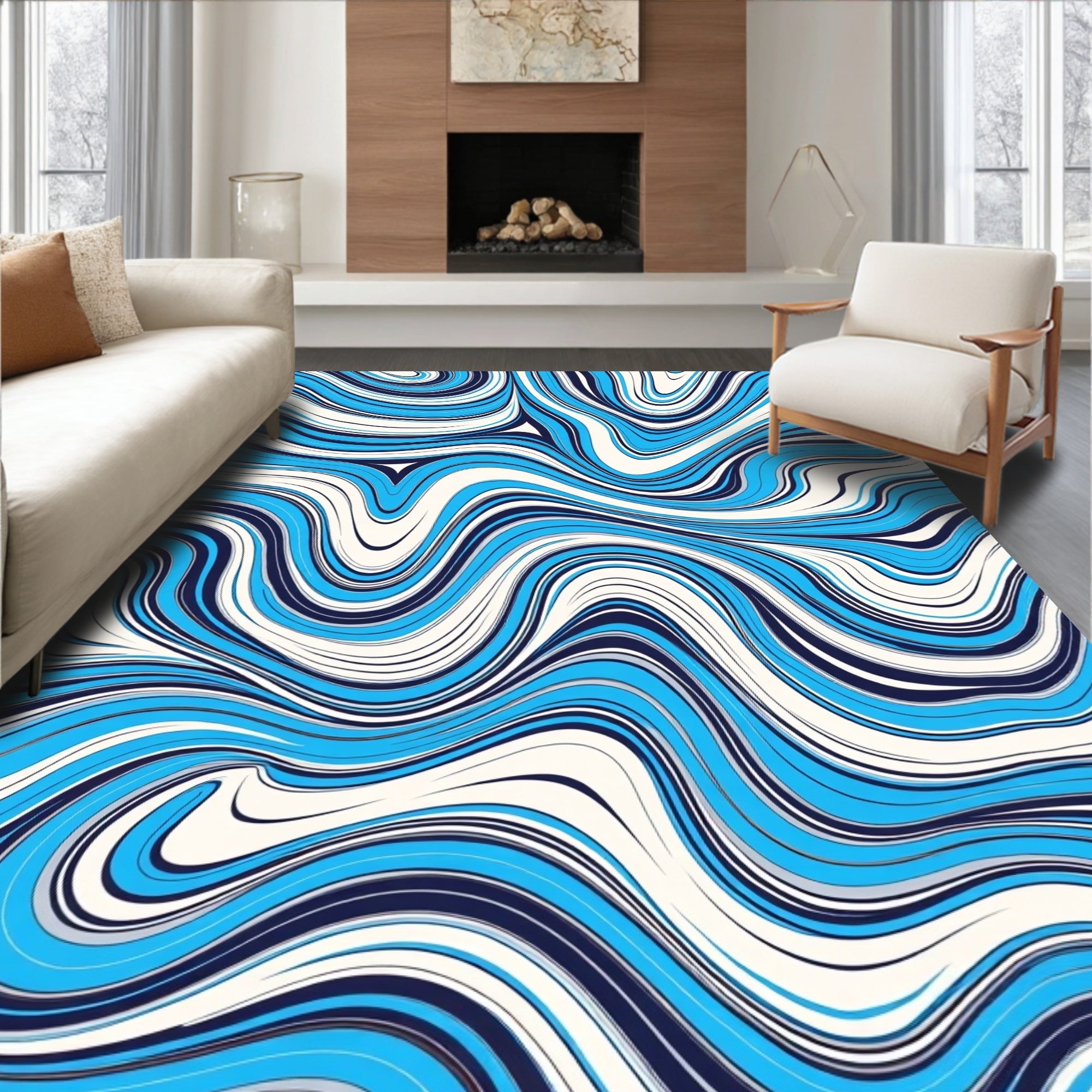Ocean Swirl Pattern Abstract Rug