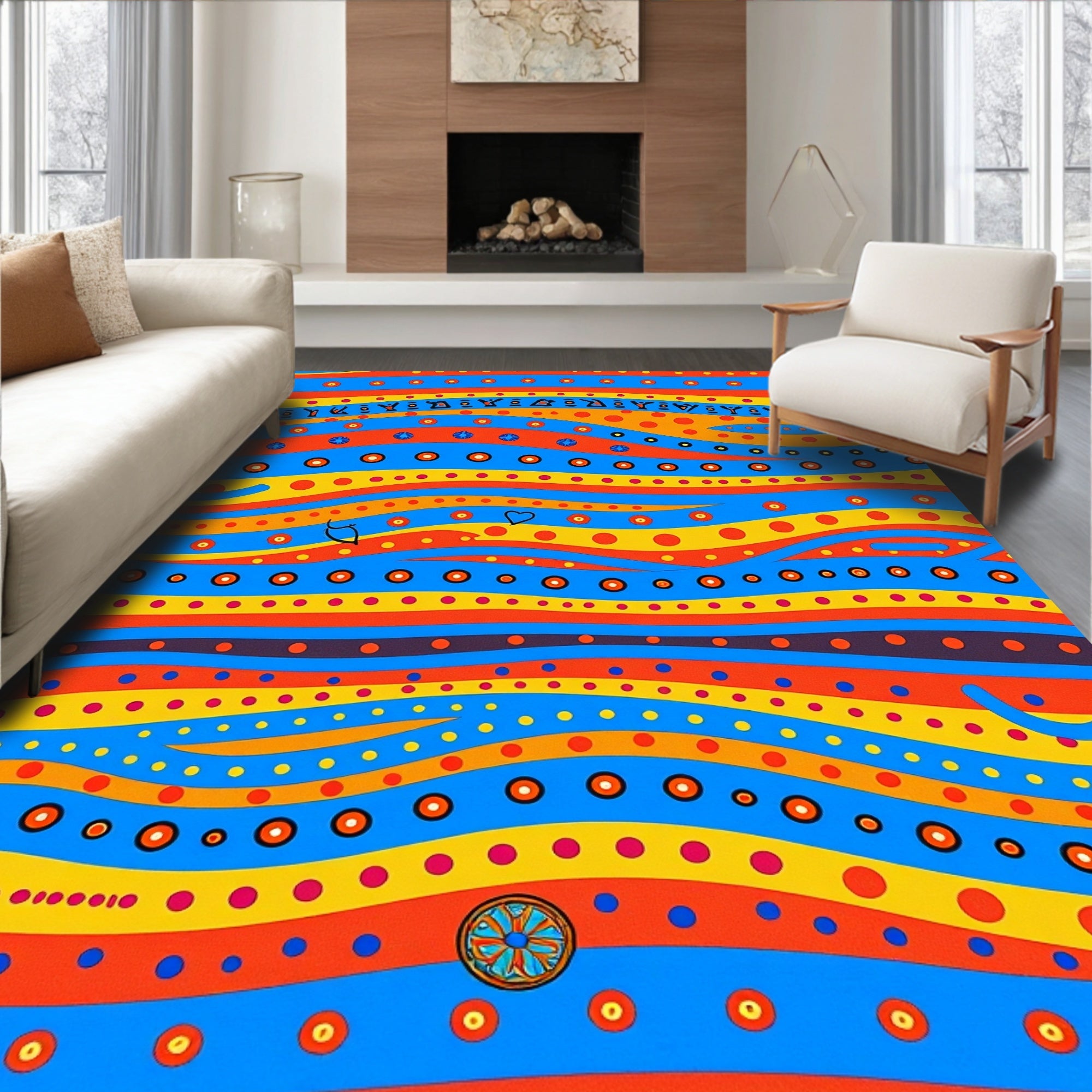 Vibrant Striped Circle Pattern Rug