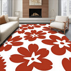 Bold Floral Print Red Rug